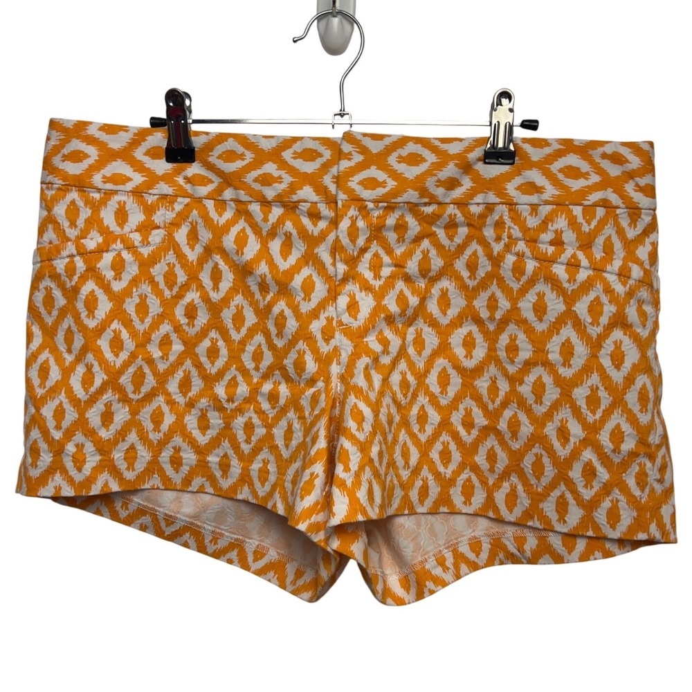 Lilly Pulitzer Callahan Shorts Orange White Ikat Diamond Pattern Womens 12 Palm